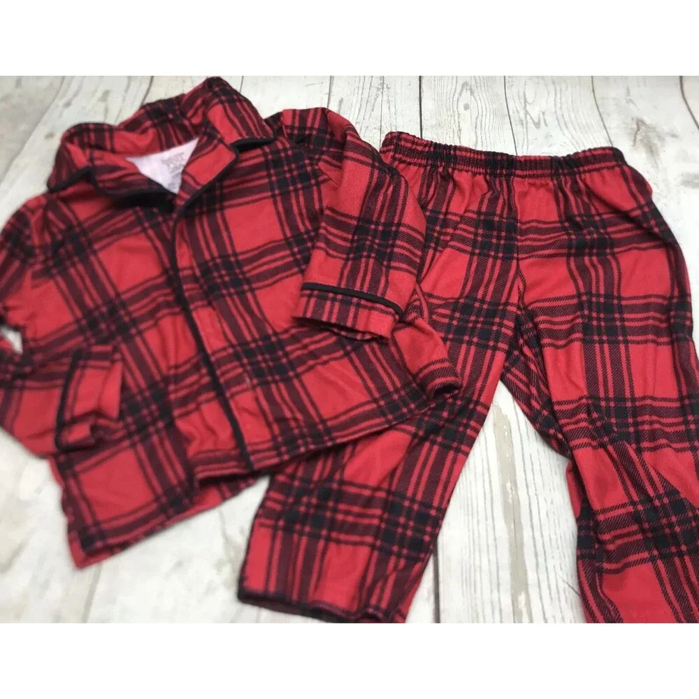 Carters Just One You Kids Pajama Set 12 Month Red BackPlaid Flannel Holiday